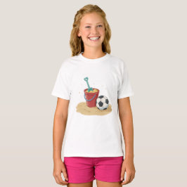 Beach Soccer Bucket and Ball in the Sand T Shirt