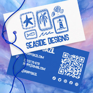 BEACH Social Icon QR-kod ANPASSAD Hängande Märke  Visitkort