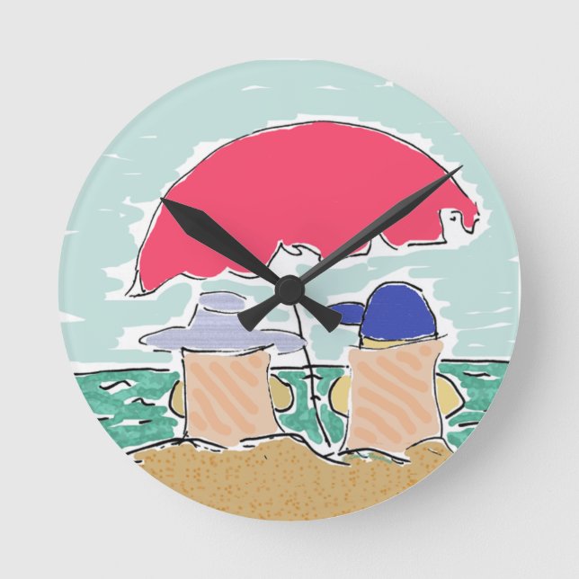 Beach-sommar Rund Klocka (Framsida)