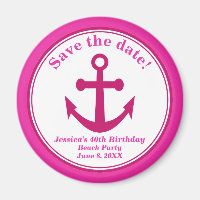 Beach Spara datum magneter Rosa Anchor Birthday