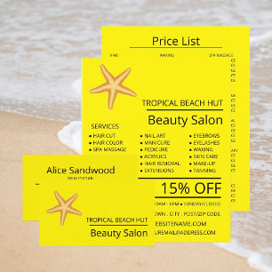 Beach Starfish, Beautician, Beauty Salon Visitkort