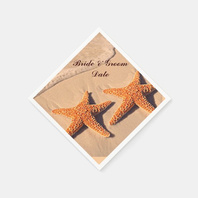 Beach Starfish Bröllop Papper Napkins Pappersservett (Hörn)