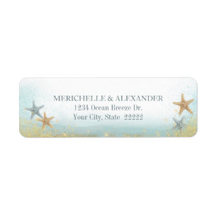 Beach Starfish Ocean Sand Nautical Returadress Etikett