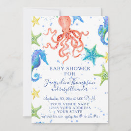 Beach Starfish Octopus Seahorse Boy Shower Inbjudningar