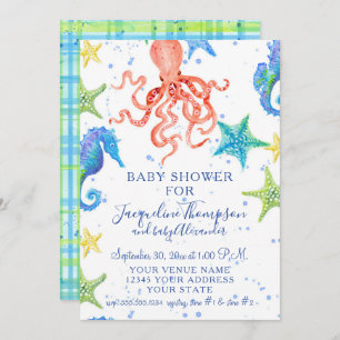 Beach Starfish Octopus Seahorse Boy Shower Inbjudningar