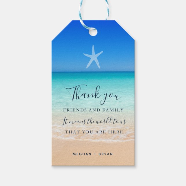Beach Starfish Tack Wedding Favor Presentetikett (Framsidan)