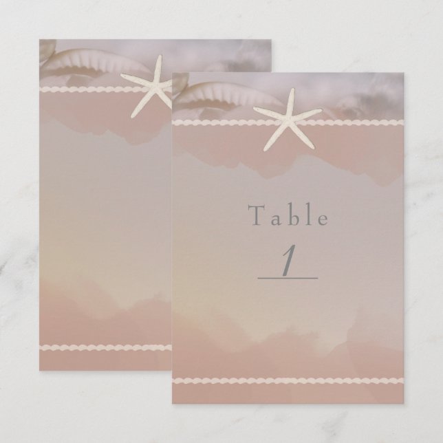 Beach Starfish Taupe Tan Chic Bordsnummer Card (Fram/baksida)