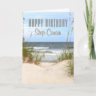 Beach Step-Cousin Birthday Card Kort