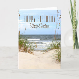Beach Step-Sister Birthday Card Kort