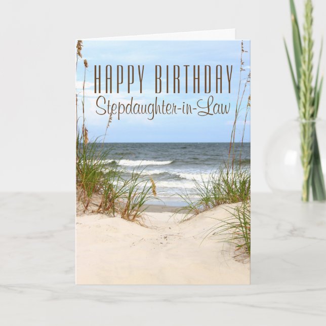 Beach Stepdotters-in-Law Birthday Card Kort (Framsida)