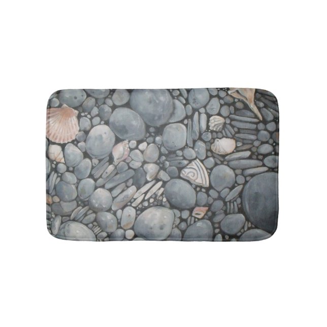 Beach Stones-Snäckor Småstarna Sten Pausning Art Badrumsmatta (Framsidan)
