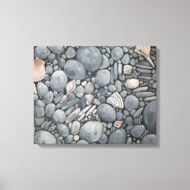 Beach Stones-Snäckor Småstarna Sten Pausning Art Canvastryck (Framsida)