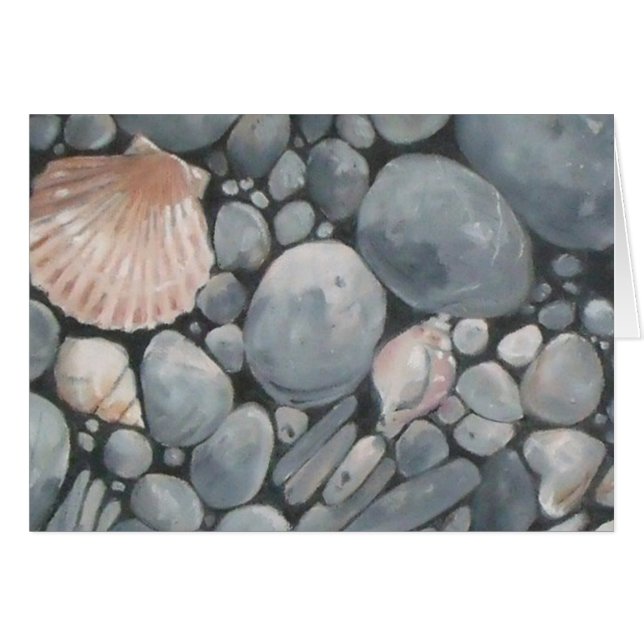 Beach Stones-Snäckor Småstarna Sten Pausning Art Hälsningskort (Framsidan Horizontal)