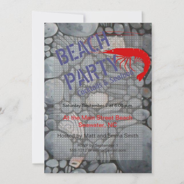 Beach Stones-Snäckor Småstarna Sten Pausning Art Inbjudningar (Framsida)