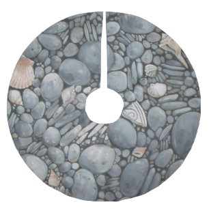 Beach Stones-Snäckor Småstarna Sten Pausning Art Julgransmatta Borstad Polyester