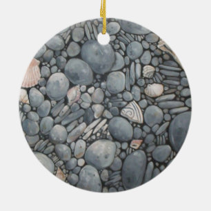Beach Stones-Snäckor Småstarna Sten Pausning Art Julgransprydnad Keramik