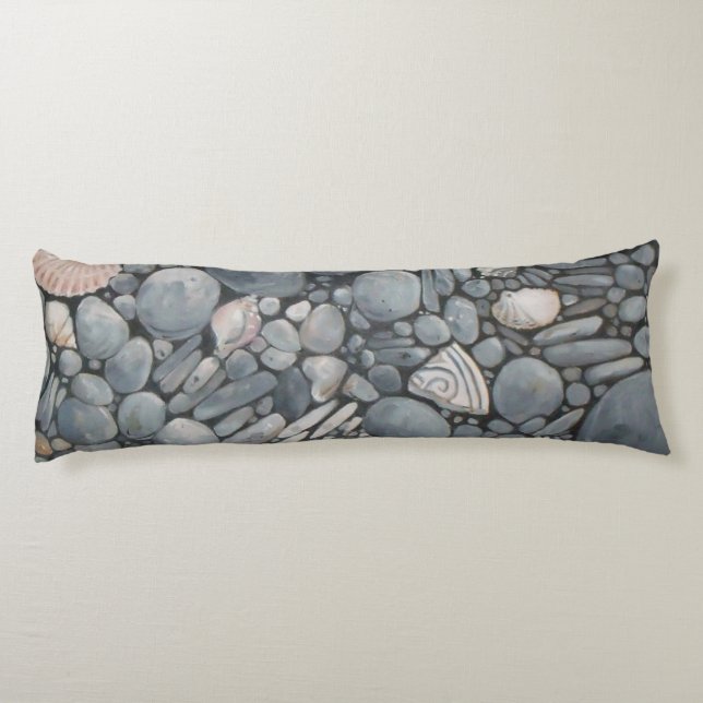 Beach Stones-Snäckor Småstarna Sten Pausning Art Kroppskudde (Baksidan)