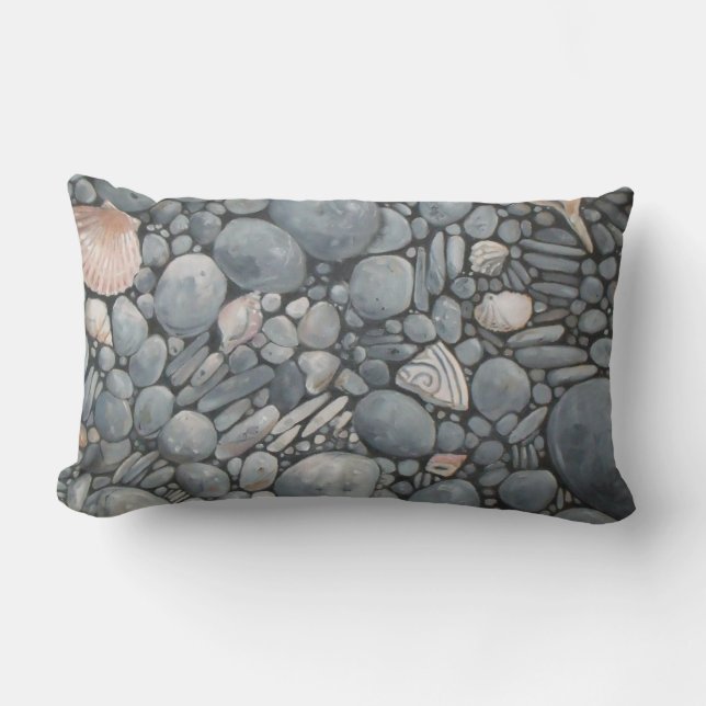 Beach Stones-Snäckor Småstarna Sten Pausning Art Lumbarkudde (Framsida)