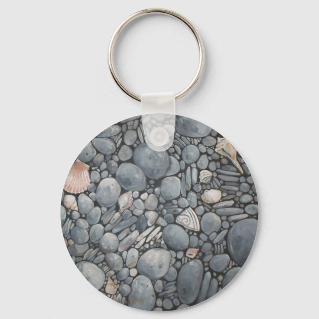 Beach Stones-Snäckor Småstarna Sten Pausning Art Nyckelring (Framsida)