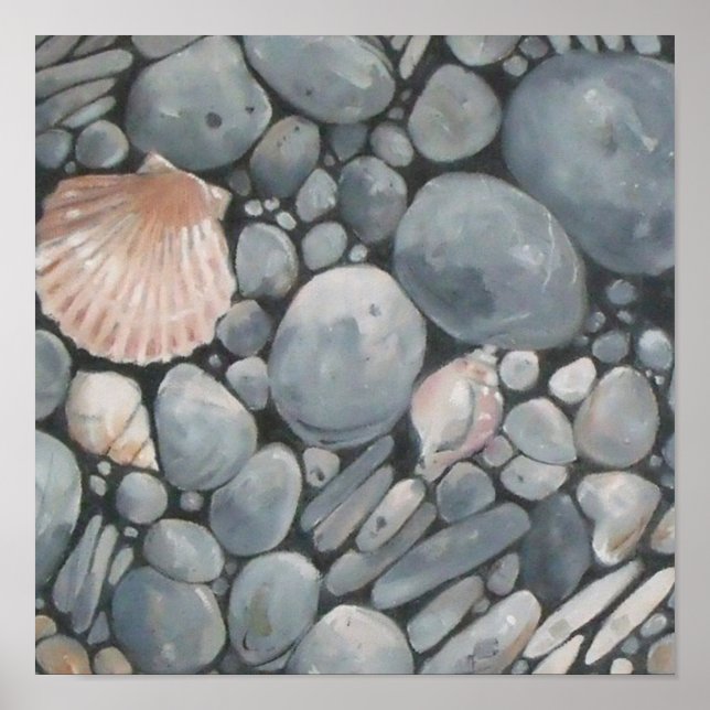 Beach Stones-Snäckor Småstarna Sten Pausning Art Poster (Framsidan)