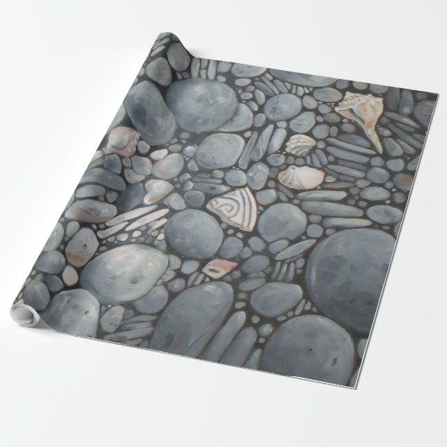 Beach Stones-Snäckor Småstarna Sten Pausning Art Presentpapper (Utrullad)