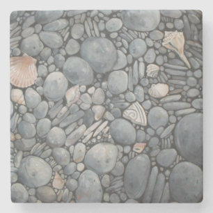 Beach Stones-Snäckor Småstarna Sten Pausning Art Stenunderlägg
