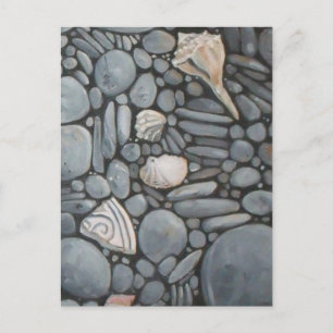 Beach Stones-Snäckor Småstarna Sten Pausning Art Vykort