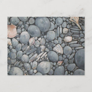 Beach Stones-Snäckor Småstarna Sten Pausning Art Vykort