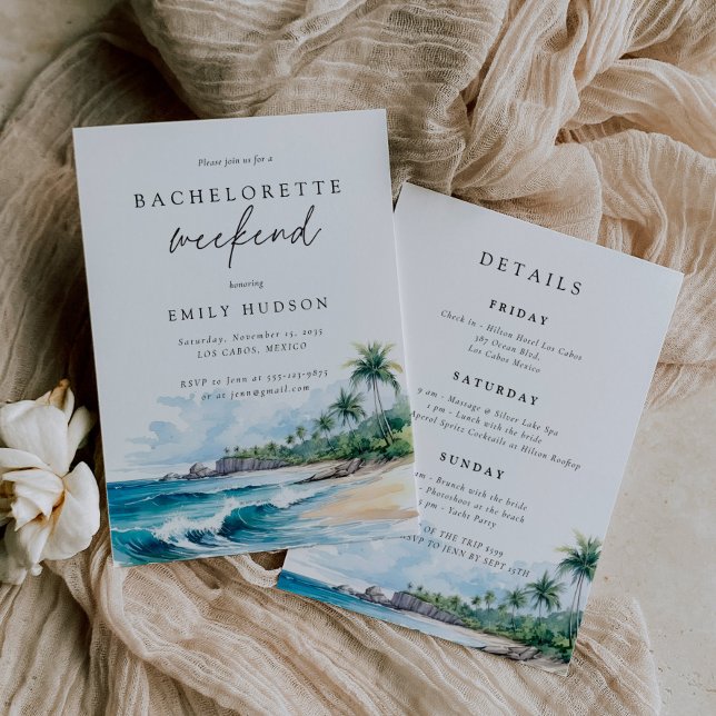 Beach Summer Bachelorette Helg Itinerary Inbjudningar (Skapare uppladdad)