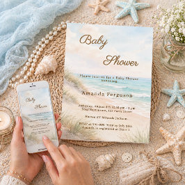 Beach summer coastal Baby Shower Inbjudningar