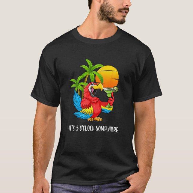 Beach Summer Drinking Parrot Det är 5 o Clock Nåns T Shirt (Framsida)