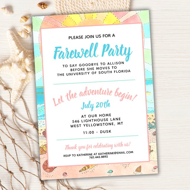 Beach Summer Farewell Party-inbjudan Inbjudningar (Skapare uppladdad)