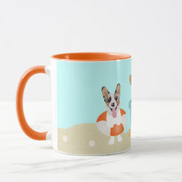 Beach Summer Hundar Blue Orange Mugg