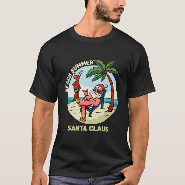 Beach Summer Jultomten Finny jul T Shirt (Framsida)
