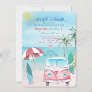 Beach Summer Party Handflatan Träd Ocean Inbjudningar
