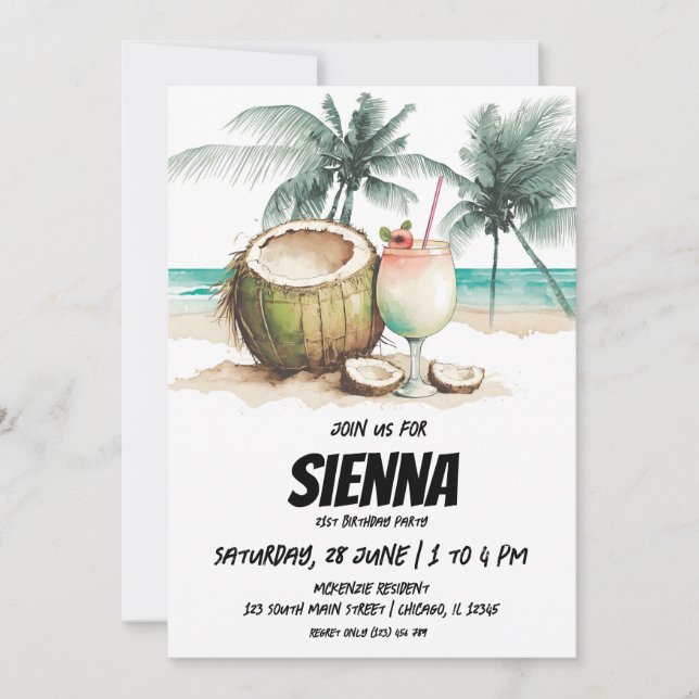 Beach Summer Party-inbjudan Inbjudningar (Framsida)
