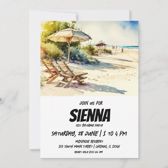 Beach Summer Party-inbjudan Inbjudningar (Framsida)