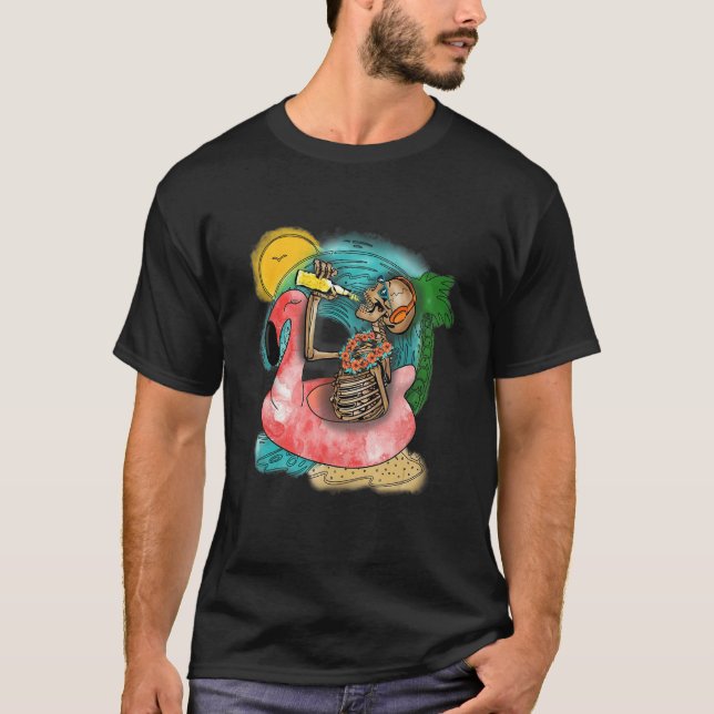 Beach Summer Time Skeleton T Shirt (Framsida)
