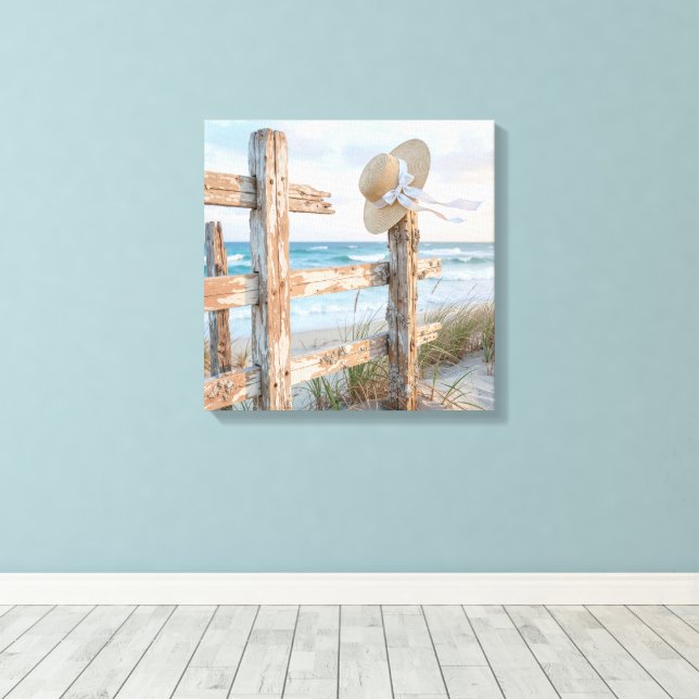 Beach Sun Hat in Ocean Breeze Canvastryck (Insitu (trägolv))