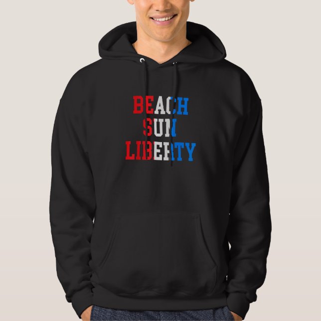 Beach Sun Liberty Celebrate with Red White and Blu Hoodie (Framsida)