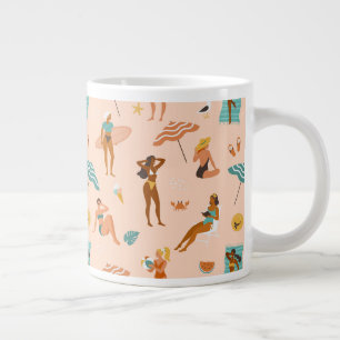 Beach Sunbathers Mönster Jumbo Mugg