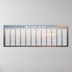 Beach Sunrise Birthday Calendar Poster