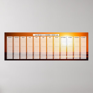 Beach Sunrise Classroom Storlek Birthday Calendar Poster