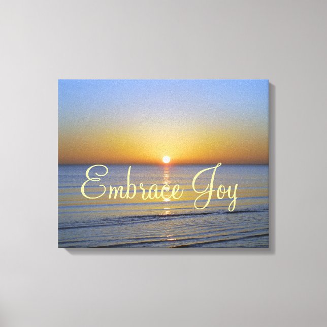 Beach Sunrise: Embrace Joy Affirmation Canvastryck (Framsida)