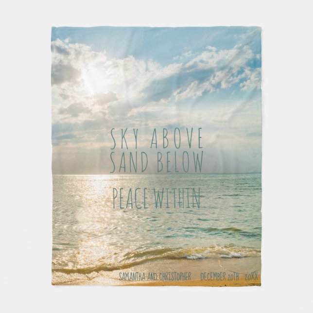 Beach Sunrise Himlar över Sand under Monogram Fleecefilt (Framsidan)