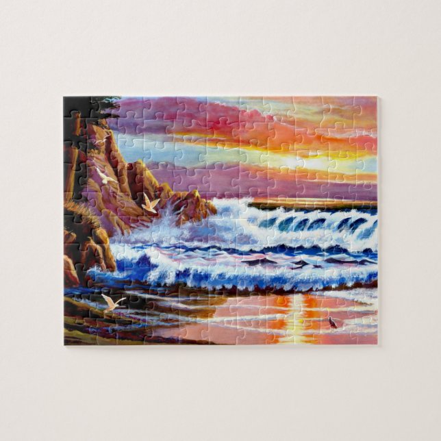 Beach Sunrise Jigszawa Puzzle Pussel (Horisontell)