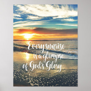 Beach Sunrise med inspirerande kristen citat Poster