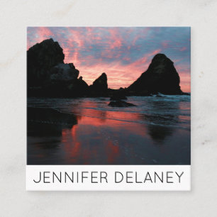 Beach Sunrise Oregon Kusten Natur Fotoresa Fyrkantigt Visitkort
