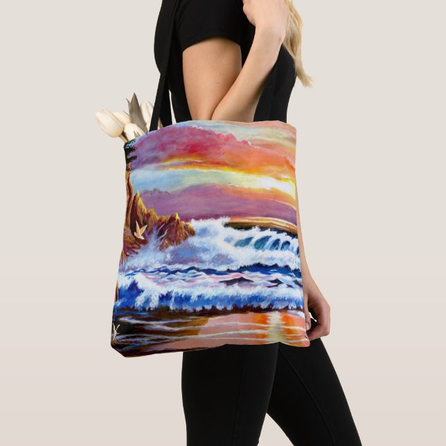 Beach Sunrise Tote Bag Tygkasse (Närbild)
