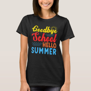 Beach Sunset Adjö Skolans Hej Sommaren förra dagen T Shirt